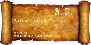 Malter Dezső névjegykártya