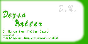 dezso malter business card